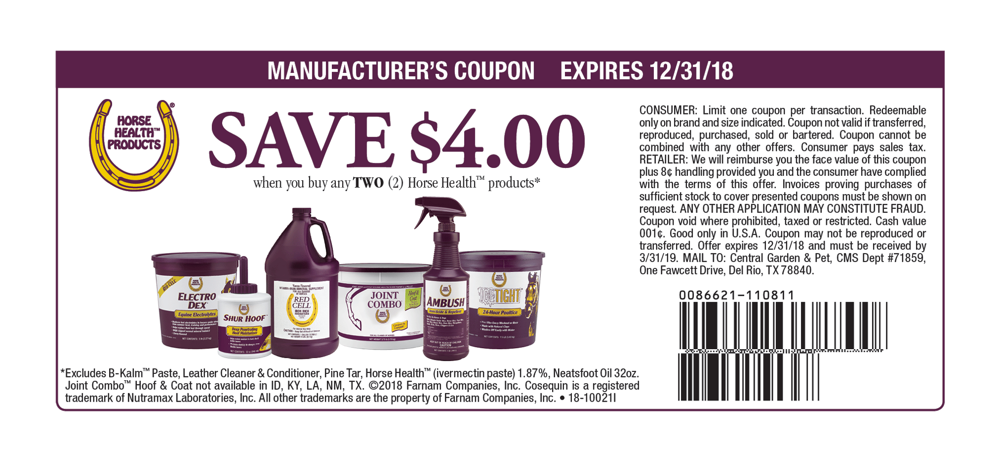 $4 off Horse Health Products